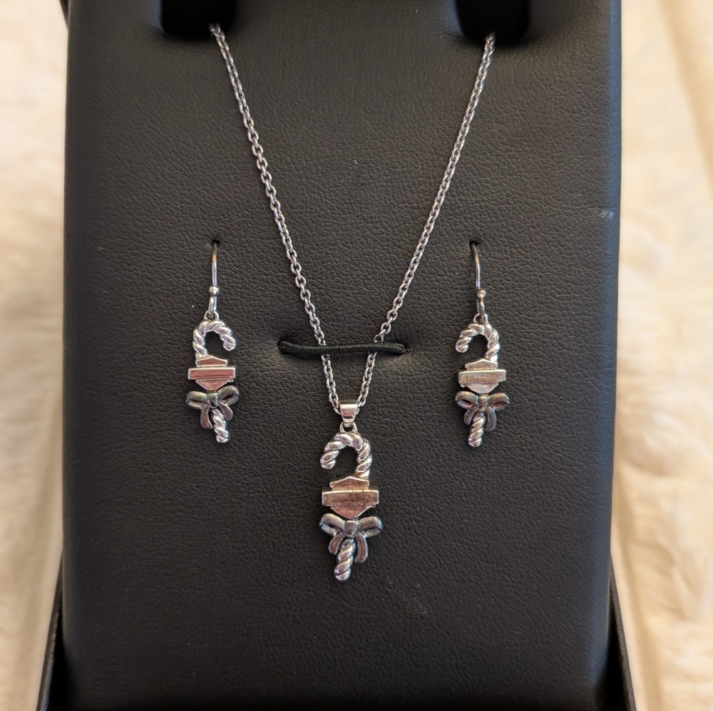 Harley-Davidson Silver and Gold Necklace with Earrings